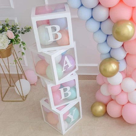 White Baby Balloon Boxes I Baby Shower Party Supplies I My Dream Party Shop