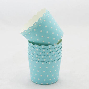 Baby Blue Polka Dot Baking Cups I Vintage Cupcake Cups I UK