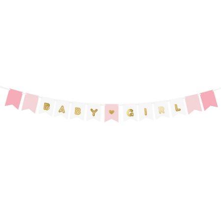Baby Girl Banner Pink and Gold I Stylish Baby Shower Decorations I My Dream Party Shop UK