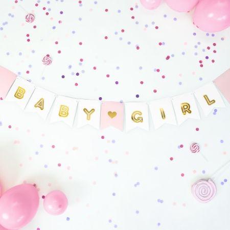 Baby Girl Banner Pink and Gold I Sophisticated Baby Shower Decorations I My Dream Party Shop UK