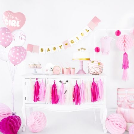 Baby Girl Banner Pink and Gold I Modern Baby Shower Themes I My Dream Party Shop UK