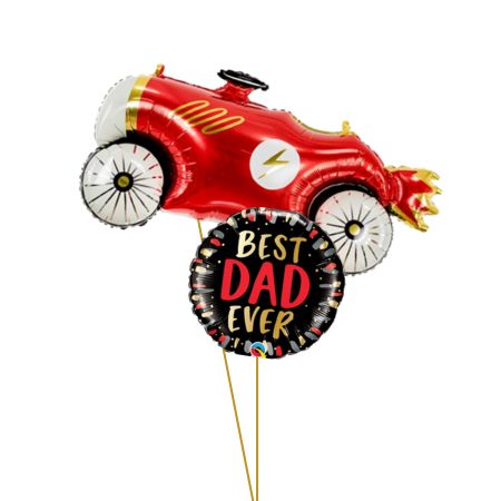 Retro Red Car and Best Dad Ever Father's Day Helium Bouquet I My Dream Party Shop Ruislip
