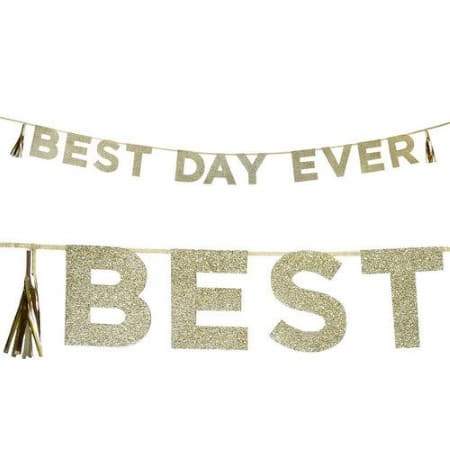 Gold Best Day Ever Garland I Modern Wedding Decorations I My Dream Party Shop I UK
