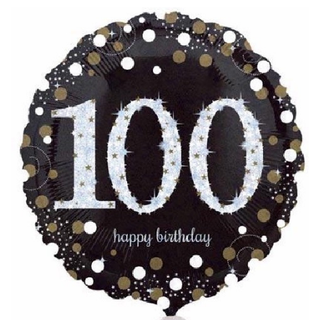 Black Glitz Age 100 Balloon I 100 Birthday Party Supplies I My Dream Party Shop