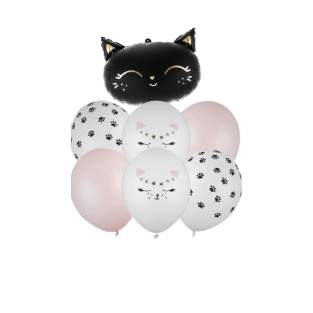 Large Foil Balloon Cat - 96x95 Cm, Black & Holographic, For Halloween Or Birthday Parties, Helium Or Air