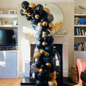 Black and Gold Balloon Arch For Collection Ruislip I My Dream Party Shop