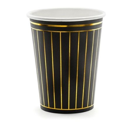 Black Cups with Gold Stripes I Great Gatsby Party Supplies I My Dream Party Shop
