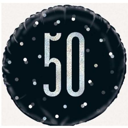 Black Glitz Age 50 Balloon I 50th Birthday Party Supplies I My Dream Party Shop UK