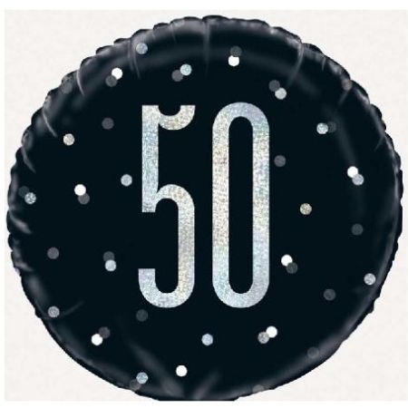 Black Glitz Age 50 Balloon I 50th Birthday Party Decorations I My Dream Party Shop UK