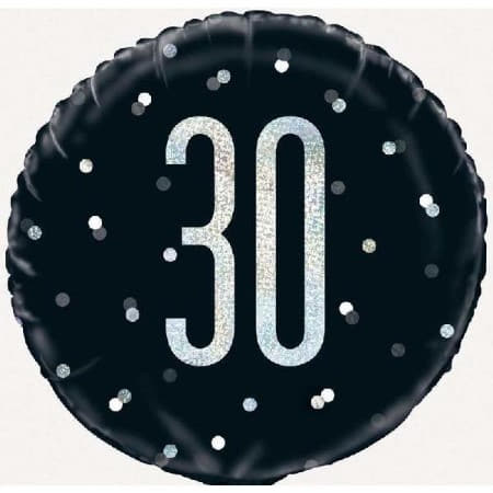 Black Glitz Age 30 Balloon I Modern 30th Birthday Decorations I My Dream Party Shop UK