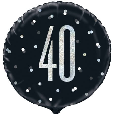 Black Glitz Age 40 Balloon I 40th Birthday Balloons I My Dream Party Shop UK
