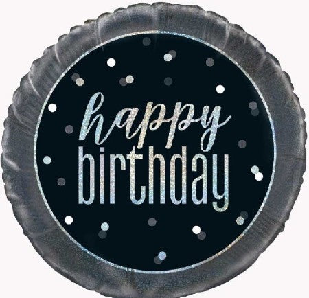 Black Glitz Happy Birthday Balloon I Happy Birthday Balloons I My Dream Party Shop