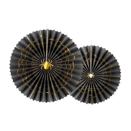 Black Halloween Rosette Fans I Halloween Party Decorations I My Dream Party Shop UK