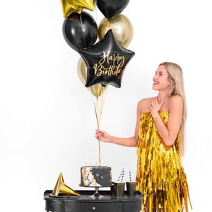 Black and Gold Happy Birthday Star Balloon I Black and Gold Party Decorations I My Dream Party Shop