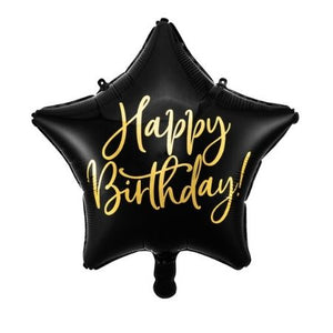 Black and Gold Happy Birthday Star Balloon I Black and Gold Party I My Dream Party Shop
