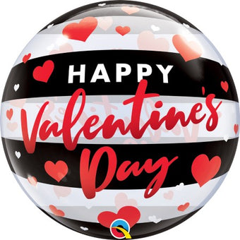 Red, White and Black Happy Valentines Day Bubble Balloon I Helium Collection Ruislip 