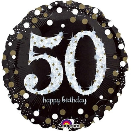 Black and Gold 50th Birthday Balloon I Modern 50th Birthday Party I My Dream Party Shop UK