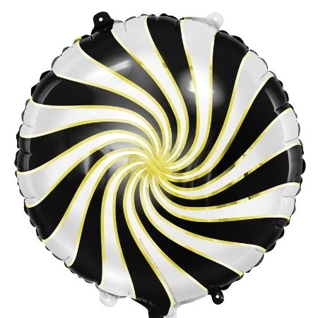 Black Candy Swirl Balloon I Patterned Foil Balloons I My Dream Party Shop