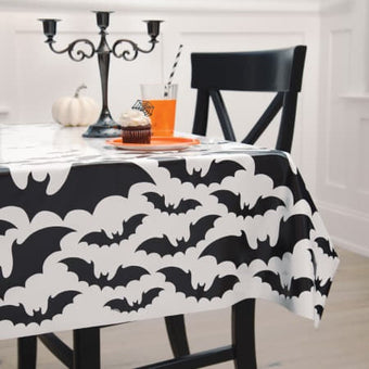 Black and White Bats Table Cover I Halloween Party Decorations I My Dream Party Shop UK