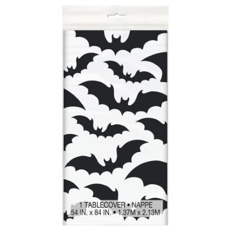 Black and White Bats Tablecloth I Modern Halloween Party I My Dream Party Shop UK