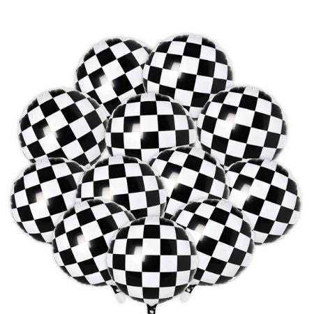Black and White Checkerboard Balloon I Monochrome Party Supplies I My Dream Party Shop UK