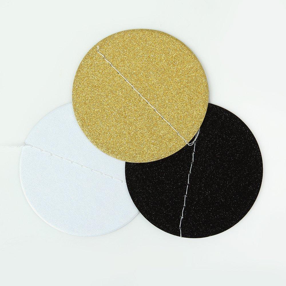 Bunting with Black, White and Gold Circles Close Up of One Circle I UK