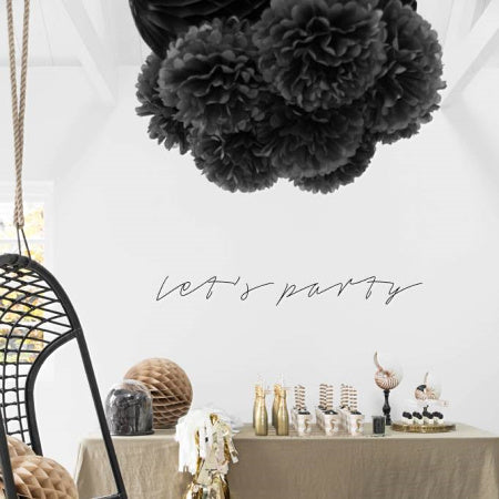 Black Pom Poms I Modern Black Party Decorations I My Dream Party Shop I UK