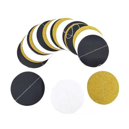 Bunting with Black, White and Gold Circles Close Up I My Dream Party Shop I UK