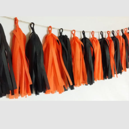 Black and Orange Tassel Garland I Halloween Party Decorations I My Dream Party Shop I UK