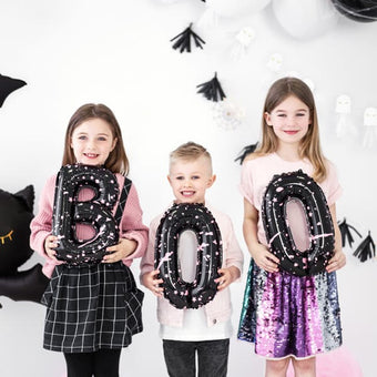 Pink and Black Boo Halloween Balloons I Modern Halloween Party Decorations I My Dream Party Shop UK