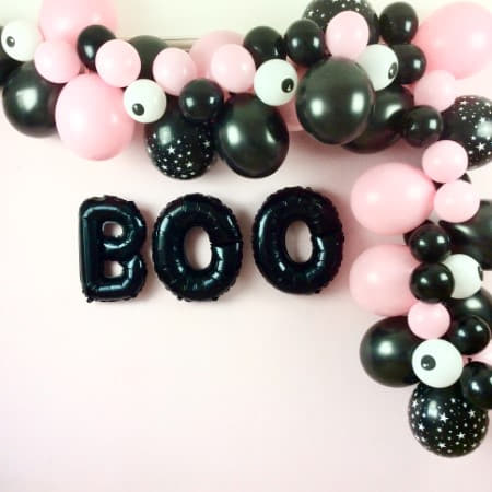 Modern Black and Pink Halloween Balloon Garland Kit I Halloween Party Decorations UK