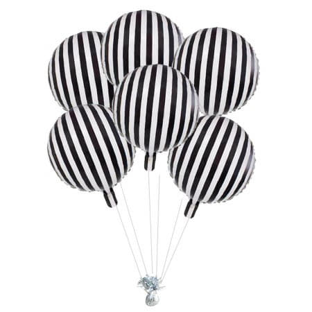 Black and White Striped Foil Balloon I Black and White Party Supplies I My Dream Party Shop UK