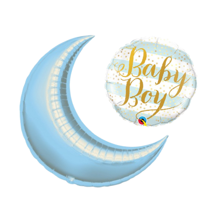 Blue Crescent Moon Helium Balloon Set I Baby Shower Balloons I My Dream Party Shop