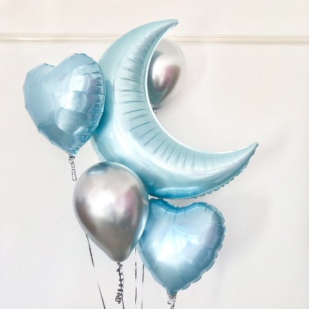 Baby Boy Blue and Silver Balloon Bouquet I Helium Balloons I My Dream Party Shop