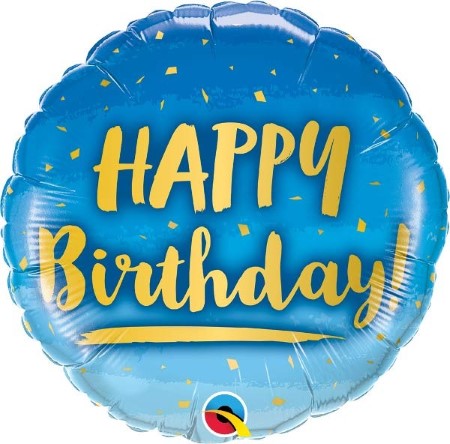 Blue Ombre and Gold Happy Birthday Balloon I Birthday Balloons I My Dream Party Shop