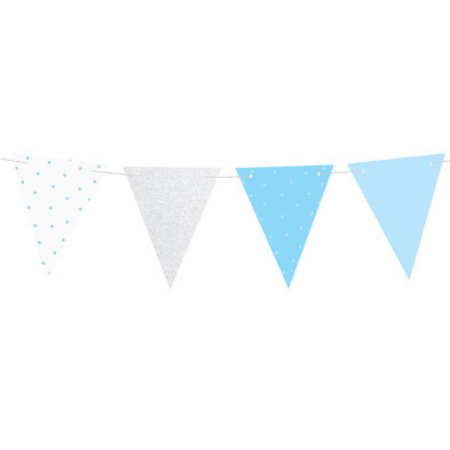 Blue and Silver Flag Bunting I 1st Birthday Party I My Dream Party Shop