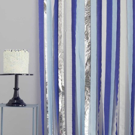 Blue and Silver Streamer Backdrop Kit I Party Backdrops I My Dream Party Shop