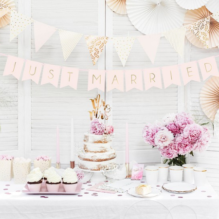 Blush Pink, Gold and White Bunting I Gold Party Decorations I My Dream Party Shop