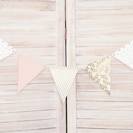 Blush Pink, Gold and White Bunting I Party Bunting I My Dream Party Shop
