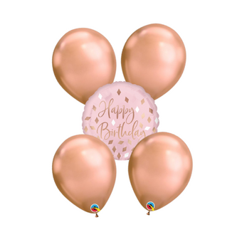 Blush and Rose Gold 18 inch Birthday Bouquet I Helium Balloons I My Dream Party Shop