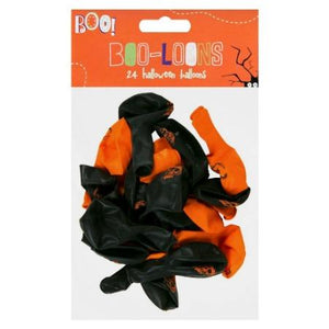 Pack of 24 Black and Orange Halloween Balloons I UK