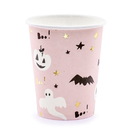 Boo Pink and Black Halloween Cups I Cool Halloween Party Supplies I My Dream Party Shop I UK