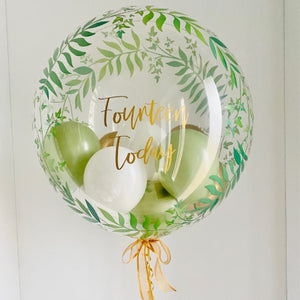 Leaves Personalised Bubble Balloon I Balloons for Collection Ruislip I My Dream Party Shop