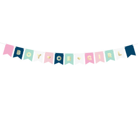 Pink, Blue and White Boy or Girl Baby Shower Garland I Gender Reveal Party I UK