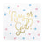 Close up of White Baby Shower Napkins with Boy or Girl? in Gold Foil I My Dream Party Shop I UK