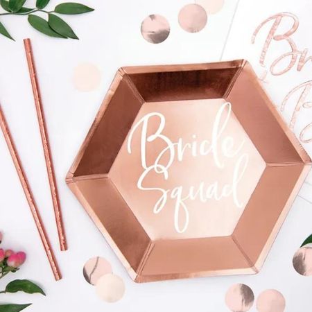 Rose Gold Bride Squad Plates I Hen Party Decorations I My Dream Party Shop UK