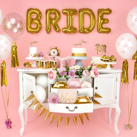 Gold Bride Balloon Bunting I Stylish, Modern Hen Party Decorations I UK