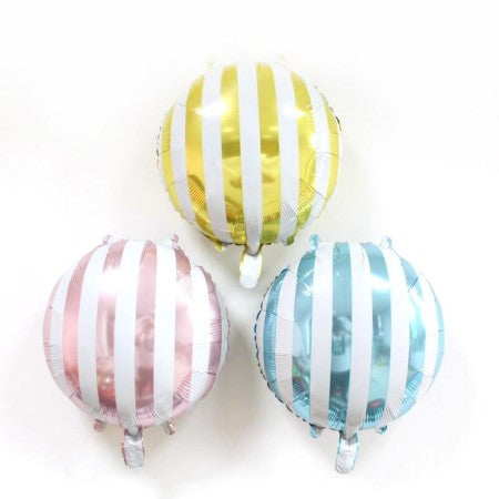 Round Candy Striped Foil Balloons I Cool Pastel Balloons I UK