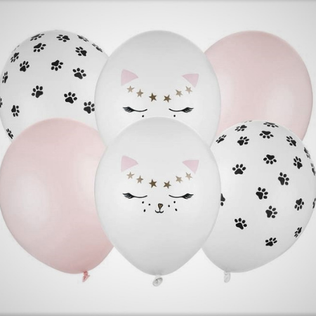 Pink Cat Latex Balloon Bouquet 6 Pack I Pink Cat Party Theme I My Dream Party Shop