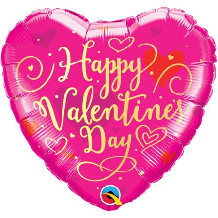 Cerise Pink Happy Valentine's Day Heart Balloon I Helium Balloons Ruislip I My Dream Party Shop